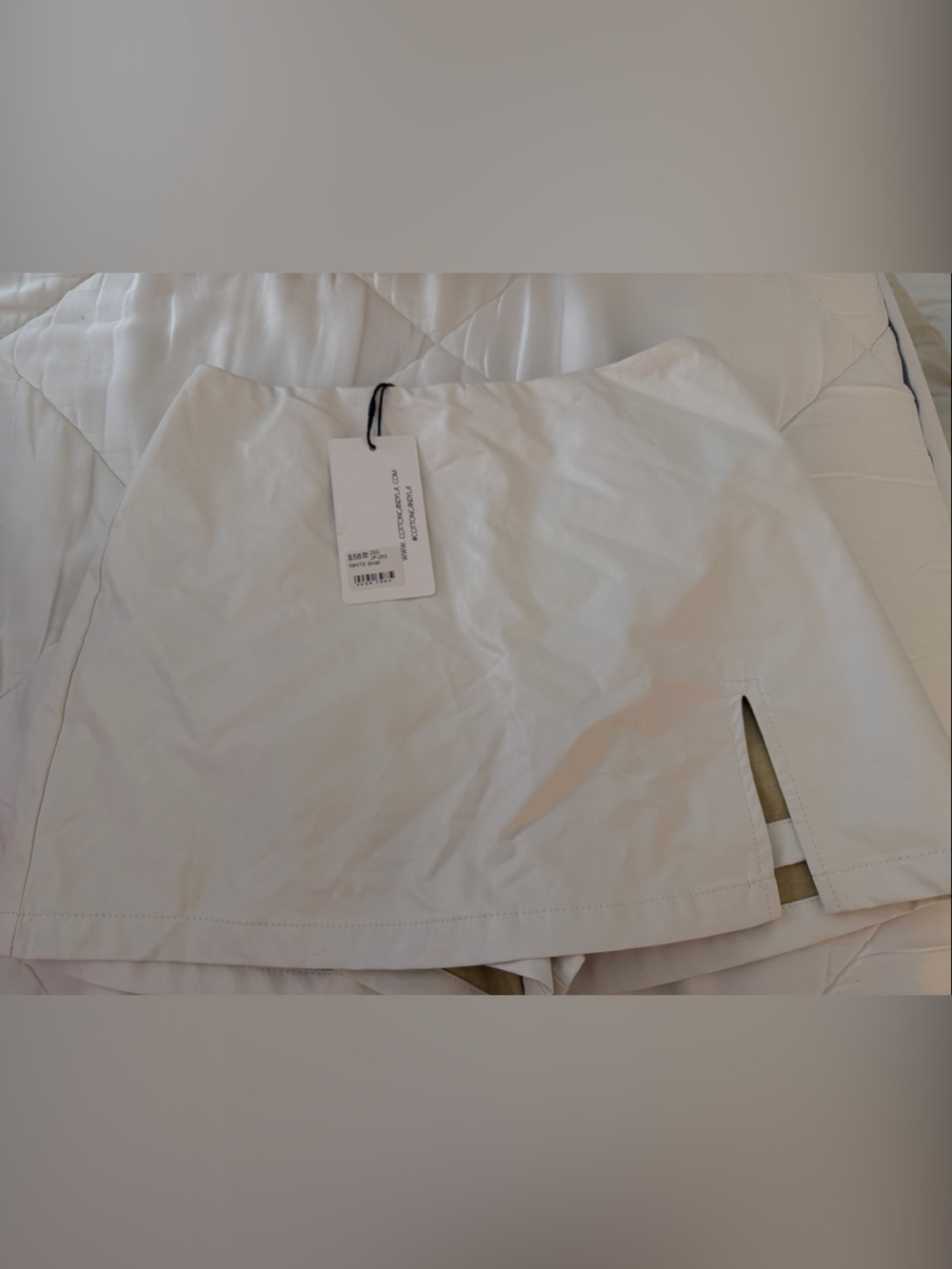 COTTON CANDY LA White Skort faux leather with Side Slit small NWT